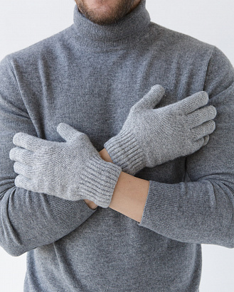Теплые перчатки из монгольской шерсти серые
