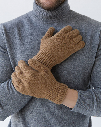 Теплые перчатки из монгольской шерсти рыжие